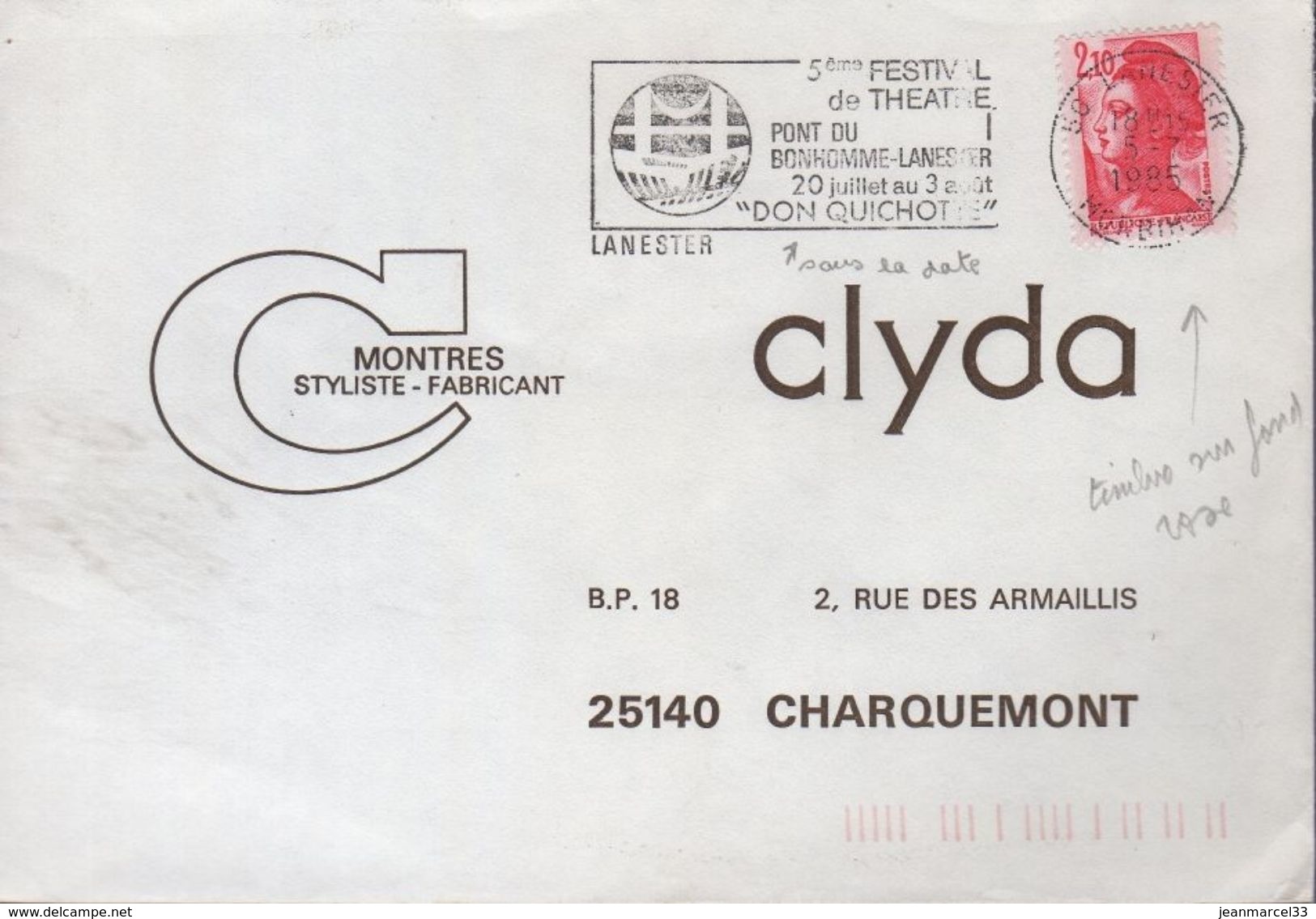 Lettre Avec Variété Sur Le Timbre 2,10  Liberté Rouge, Timbre Sur Fond Rose - Storia Postale