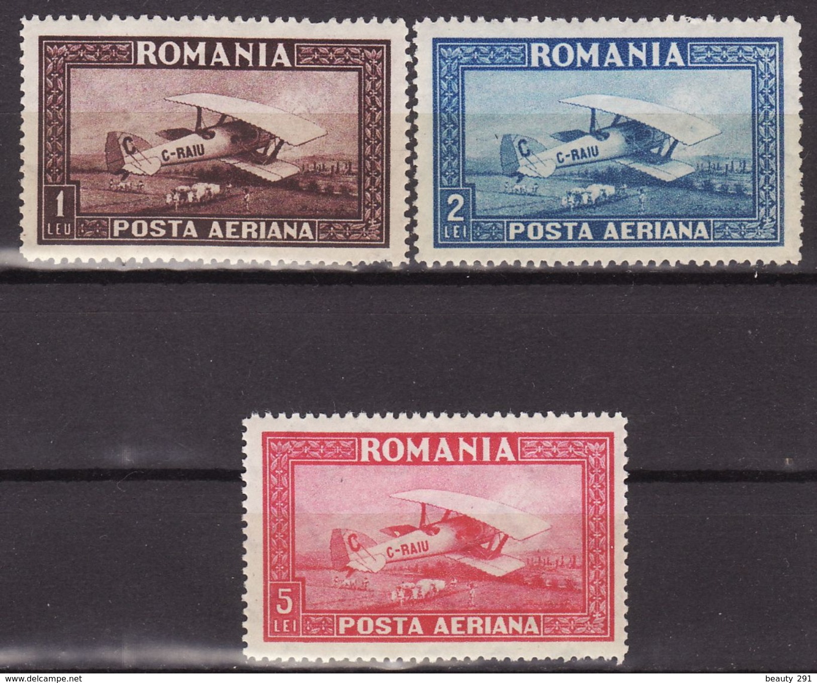 Romania 1918 Mi 336 - 338y ,2 Stamps MNH**,1 Stamp MH*  Airmail,Airplanes - Ongebruikt