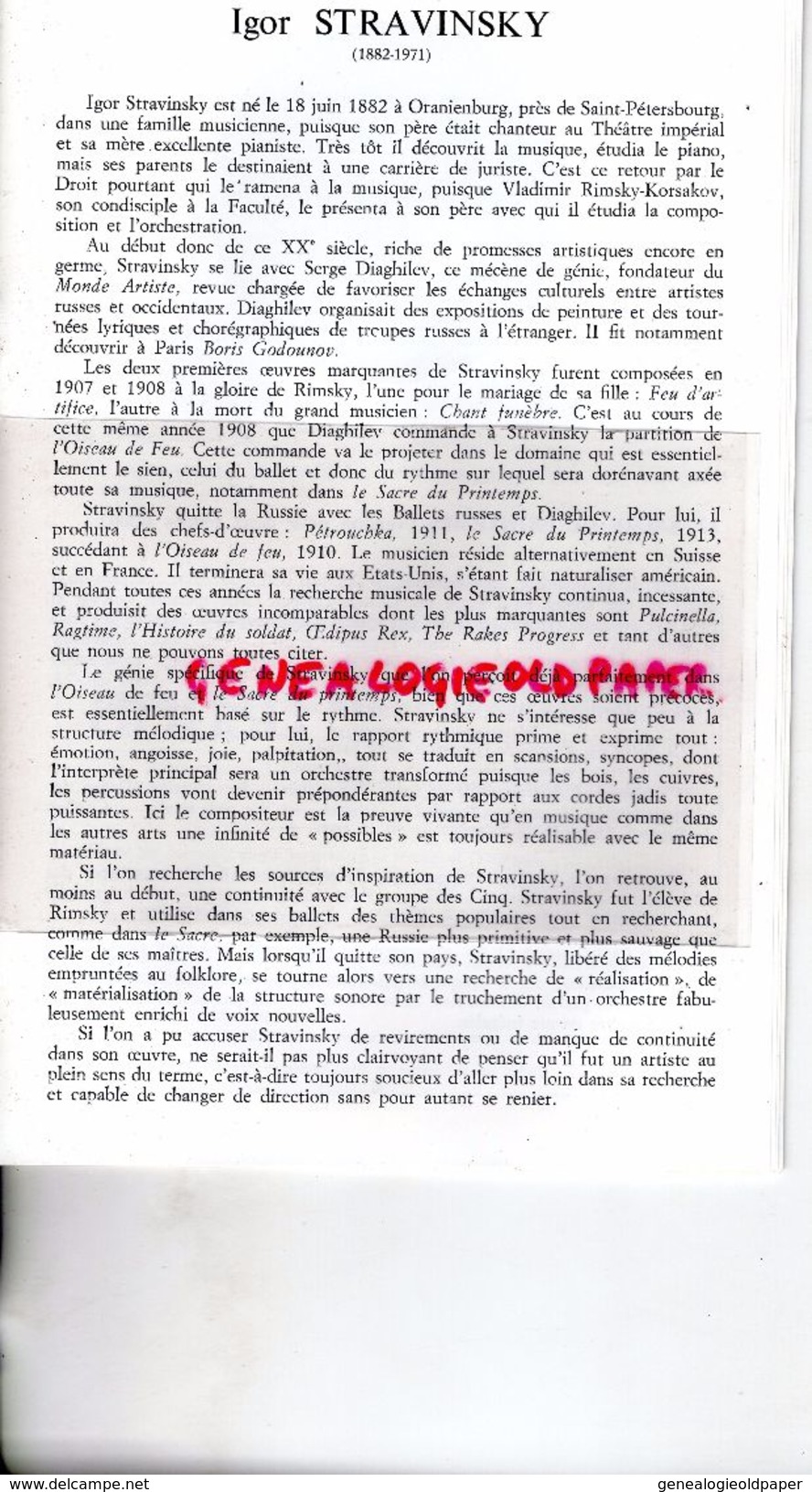 75- PARIS-PROGRAMME CONCERTS PASDELOUP-THEATRE CHAMPS ELYSEES-OISEAU DE FEU-16-1-1983-BRACHA EDEN-ALEXANDER TAMIR-MOZART