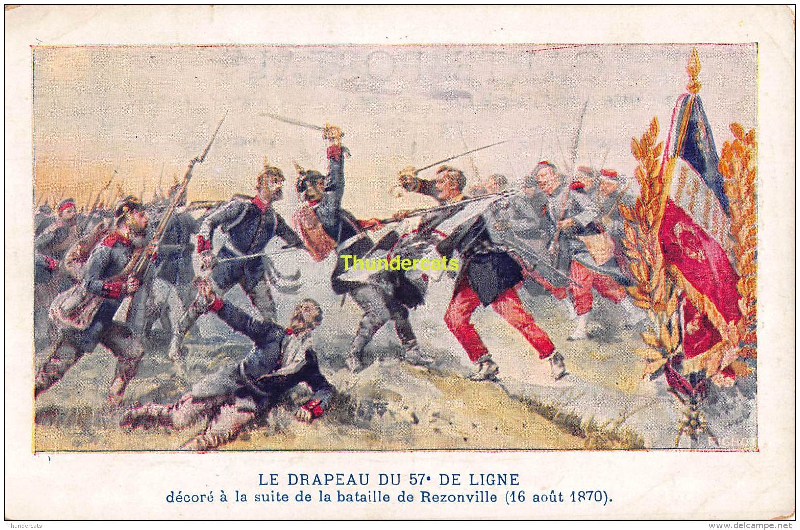 CPA LE DRAPEAU DU 57 DE LIGNE BATAILLE DE REZONVILLE 1870 - Guerres - Autres