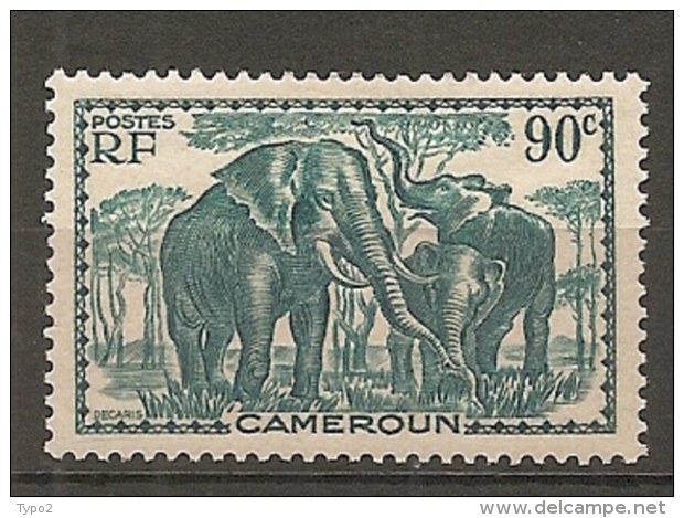 CAMEROUN - Yv. N° 177  * 90c  Elephants Cote  1,1 Euro  BE  2 Scans - Unused Stamps