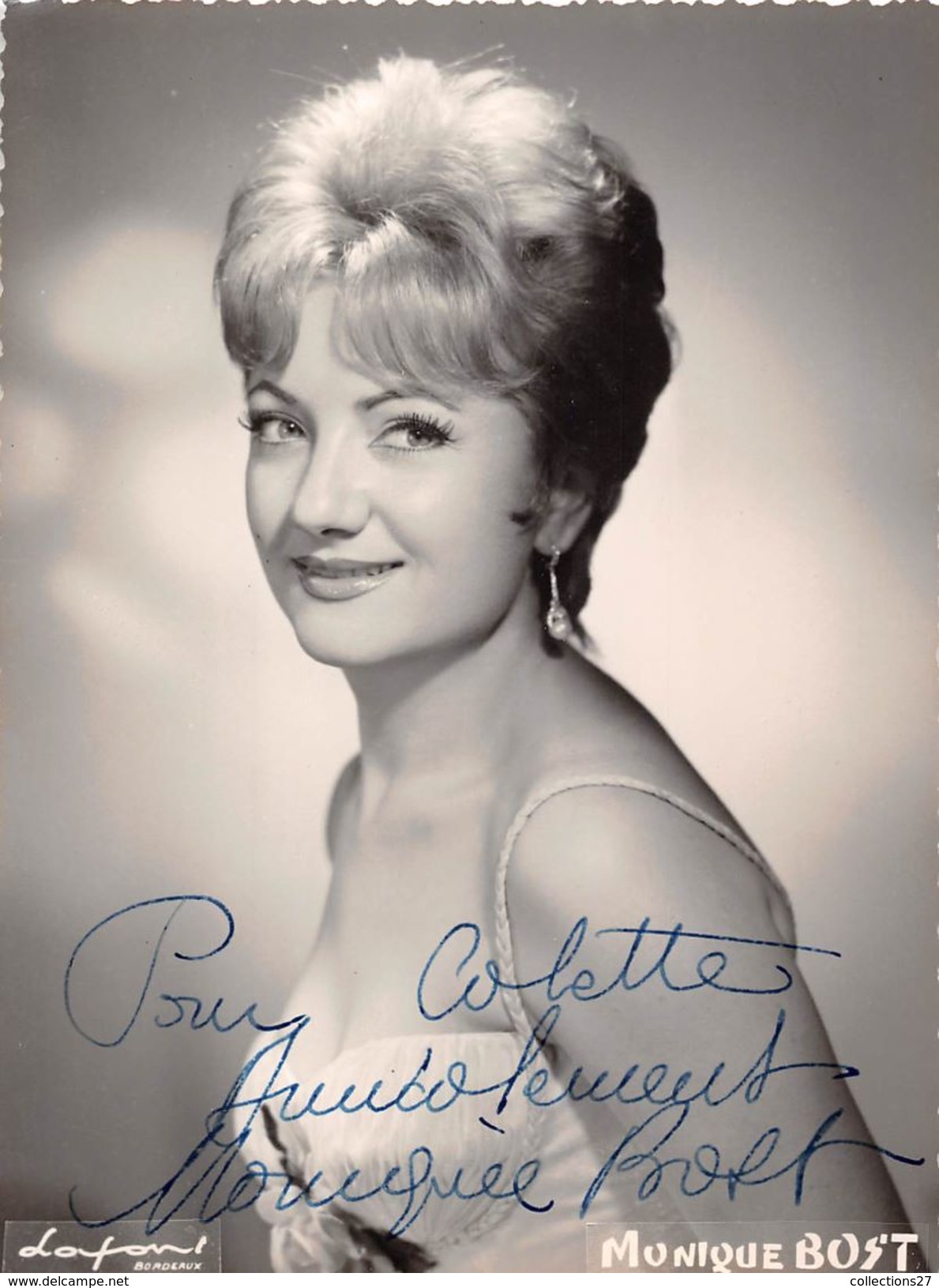 ACTRICE MONIQUE BOST - DEDICACE - Célébrités