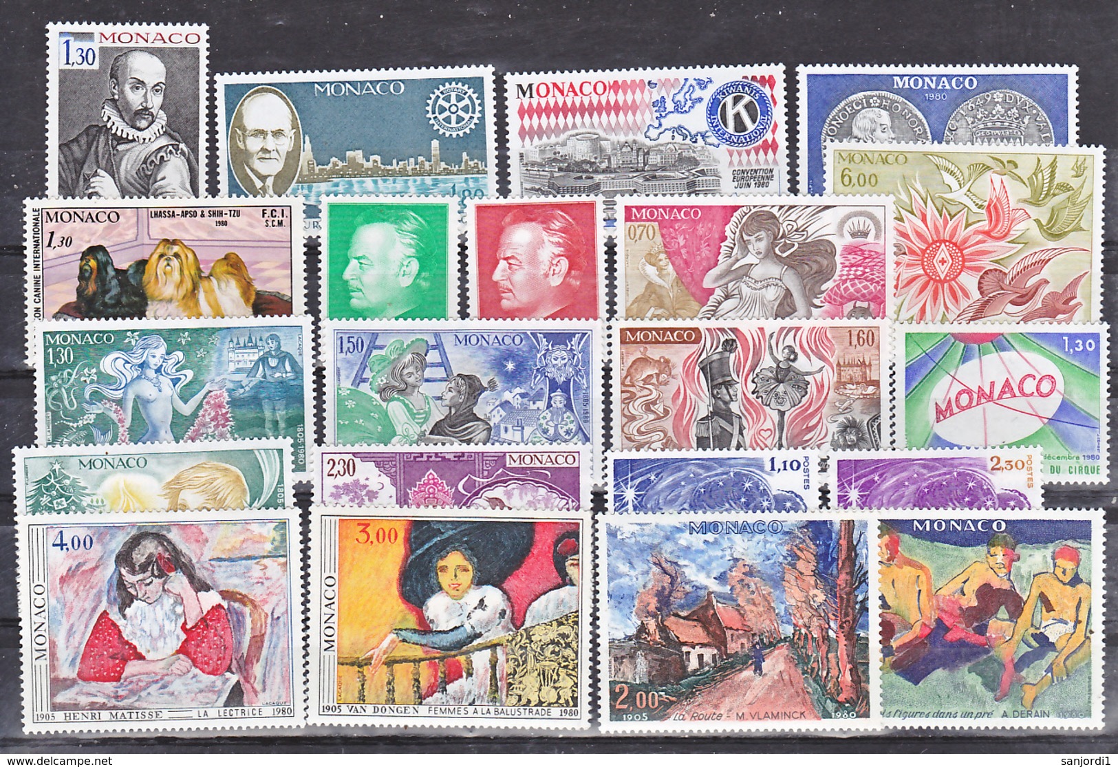 Monaco 1980 Année Complète Postes 1209 à 1263  Neuf ** TB  MnH  Sin Charnela Cote 121 - Komplette Jahrgänge