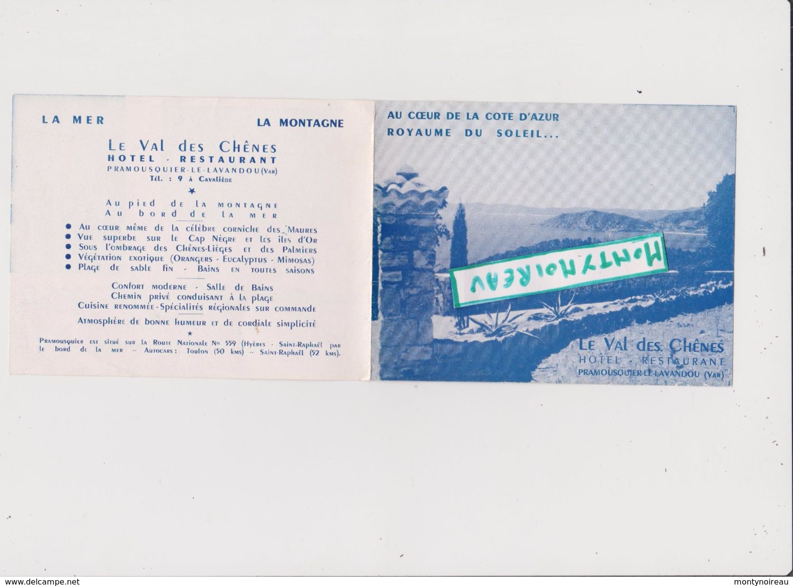 Vieux  Papier : Var  A  PRAMOUSQUIER  Le Lavandou :  Hostellerie Du Val Des Chênes : Dépliant - Non Classés