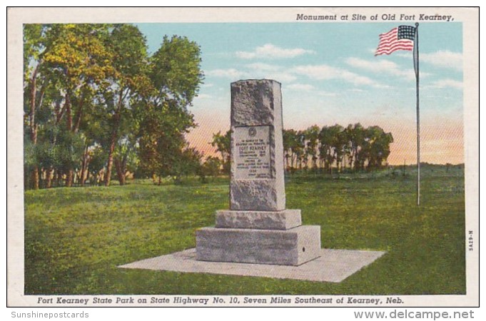 Nebraska Fort Kearney State Park Old Fort Kearney Monument Curteich - Kearney