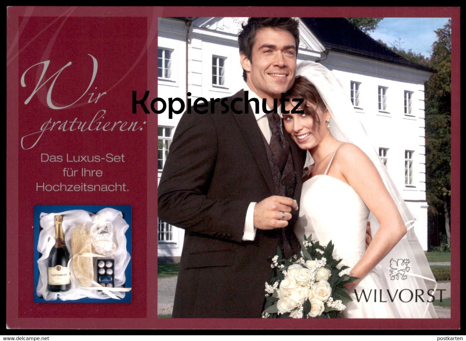 ÄLTERE POSTKARTE WILVORST WIR GRATULIEREN HOCHZEIT HEIRAT Marriage Wedding Mariage Tattinger Champagner Postcard Cpa AK - Noces