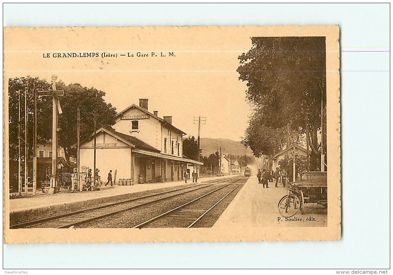 LE GRAND LEMPS - La  GARE P.L.M. Avec Arrivée Du Train  - Superbe Plan Animé - 2 Scans - Altri & Non Classificati