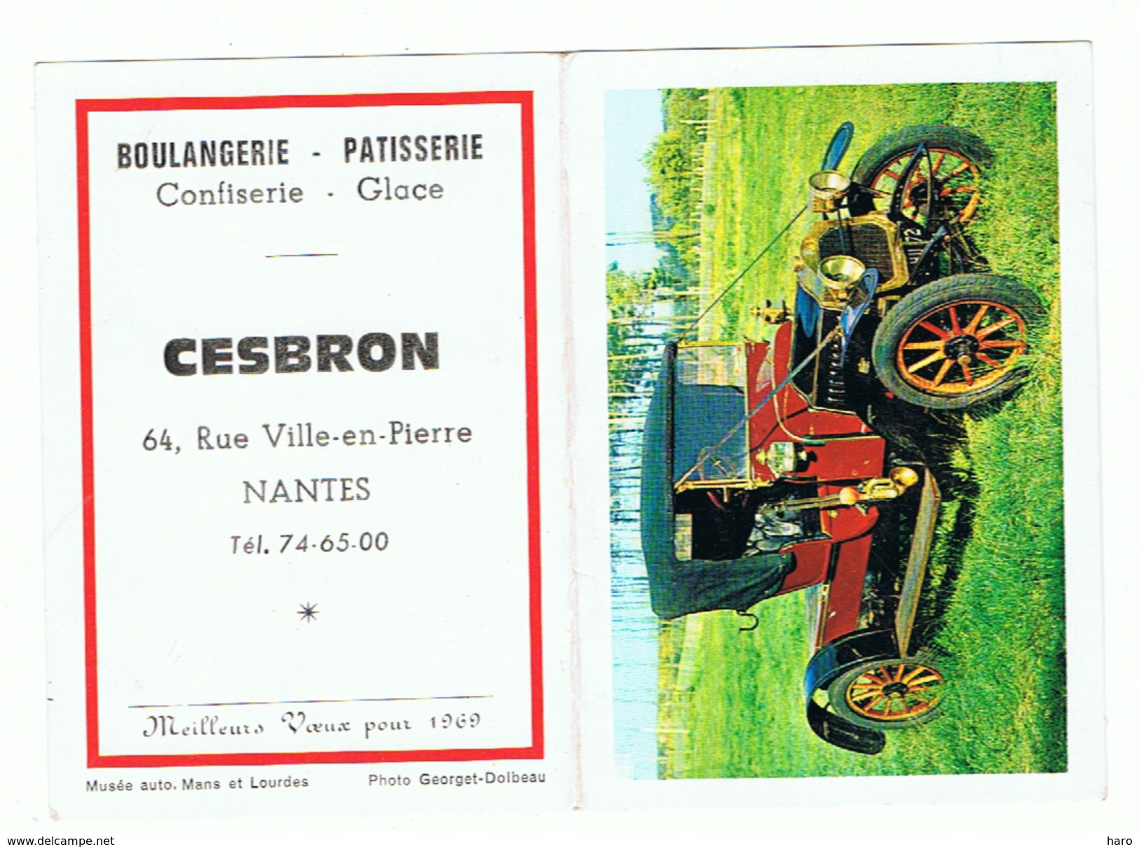 Calendrier De Poche 1969 Boulangerie Pâtisserie CESBRON à NANTES (fr55) - Petit Format : 1961-70