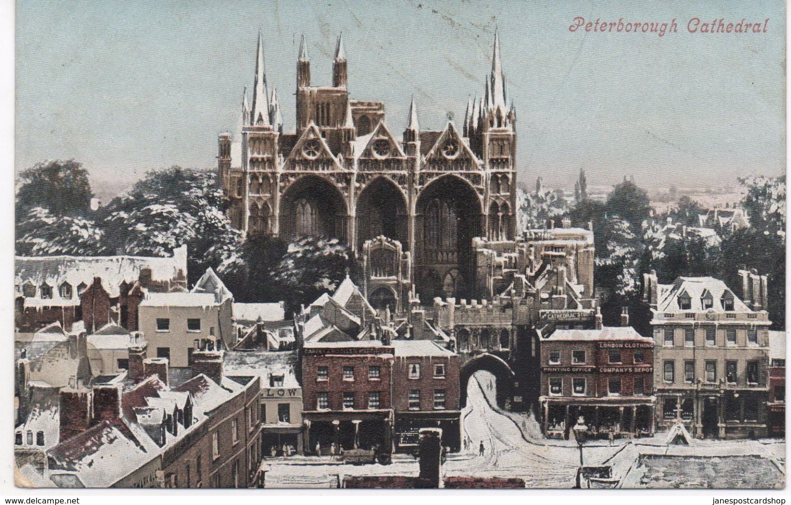 PETERBOROUGH CATHEDRAL - SNOW SCENE - By Valentines.......... - Northamptonshire