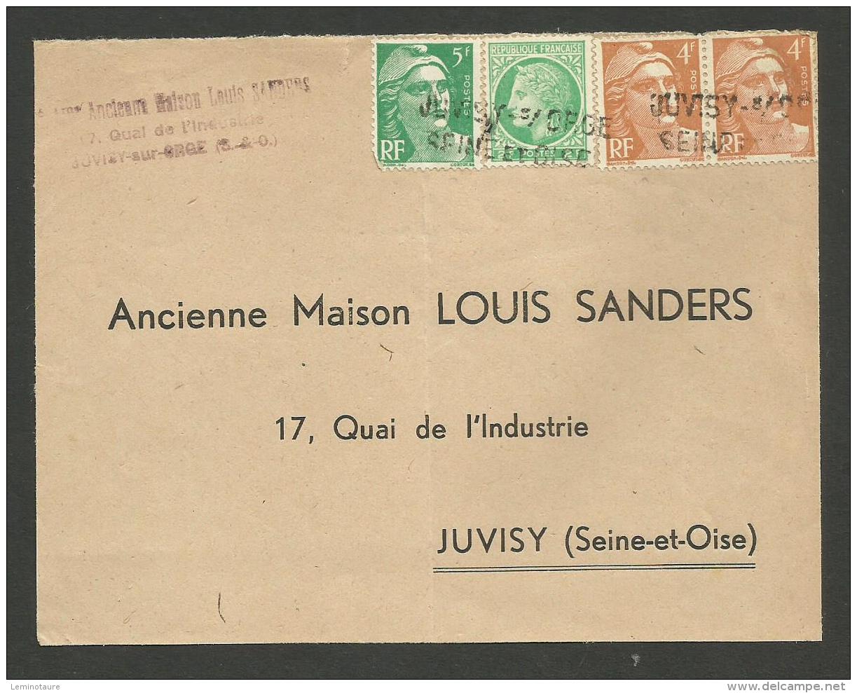 Dpt. ESSONNE / Annulation Timbres Griffe " JUVISY S/ ORGE - SEINE ET OISE "/ Devant De Lettre - 1921-1960: Modern Period