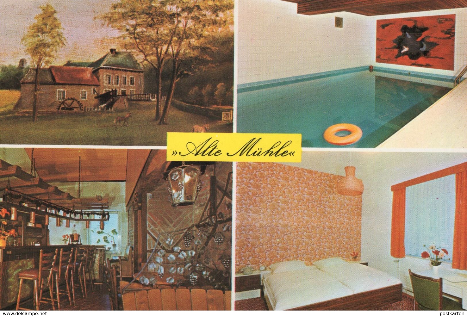 ÄLTERE POSTKARTE HOTEL RESTAURANT ALTE MÜHLE WÜRSELEN BARDENBERG SCHWIMMBAD BESITZER EHELEUTE PETER ZOPP Postcard AK Cpa - Wuerselen