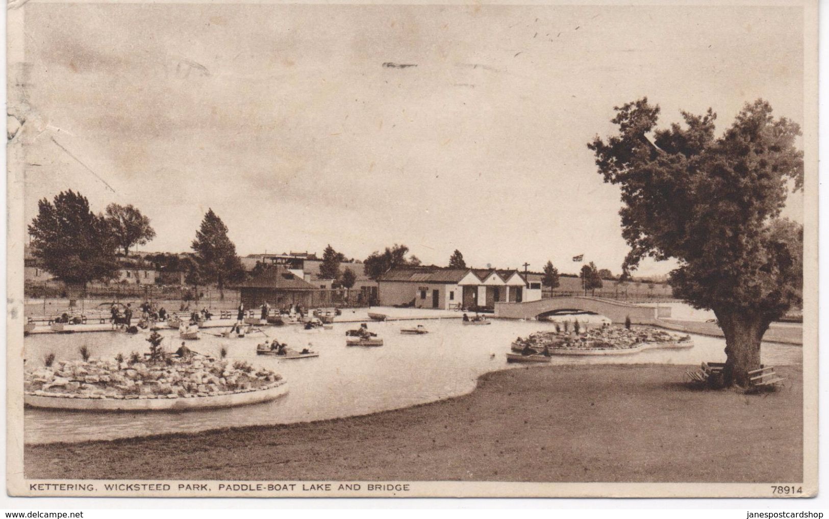 KETTERING - WICKSTEED PARK - PADDLE BOAT LAKE AND BRIDGE - Postally Used 1947 - Northamptonshire