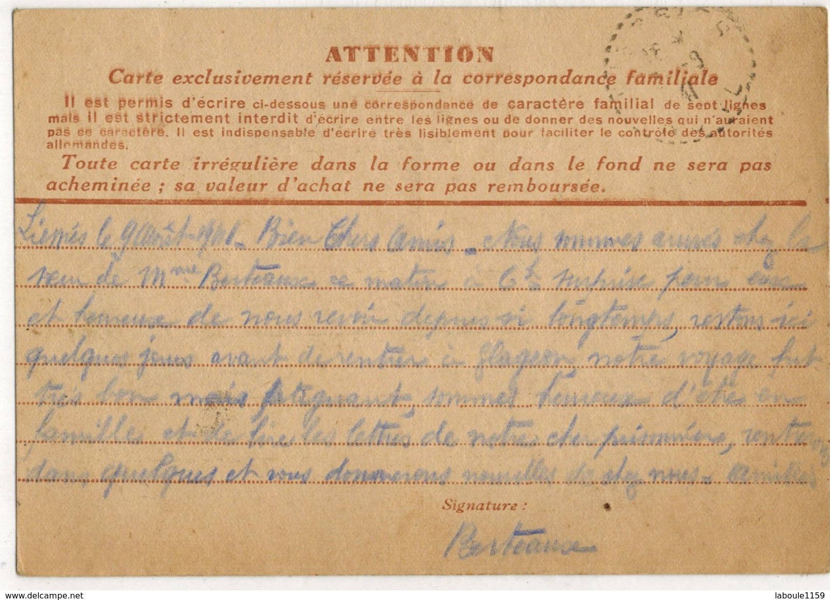 Entier Postal De Type Iris Voyagé De LIESSIES Aude à FONTCOUVERTE Aude En 1941 - Verso Ecrit GLAGEON - Cartoline Postali E Su Commissione Privata TSC (ante 1995)