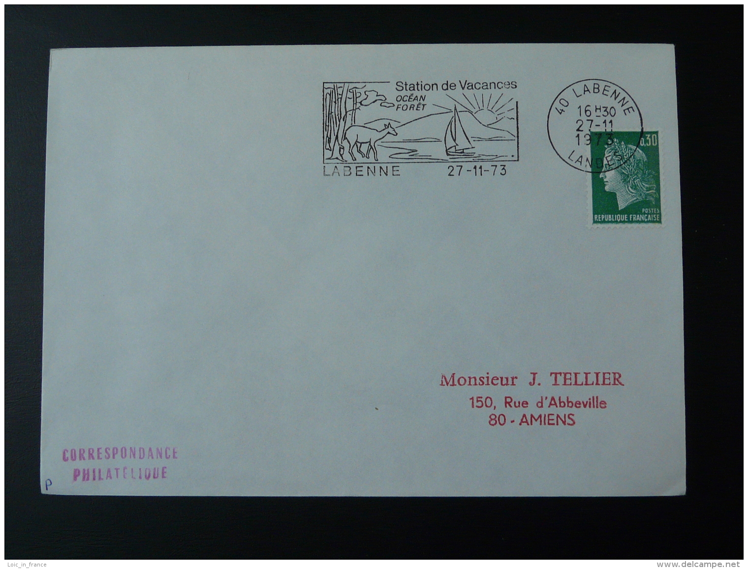 40 Landes Labenne Foret Biche Deer 1973 - Flamme Sur Lettre Postmark On Cover - Other & Unclassified