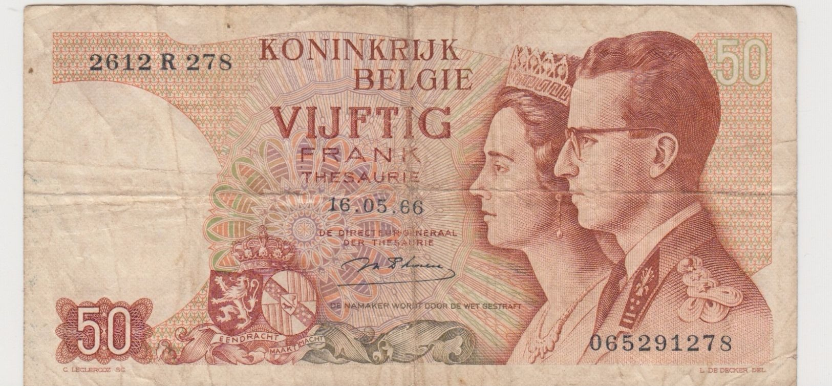 BELGIQUE 50 Francs 1966 P139 VG - Autres & Non Classés