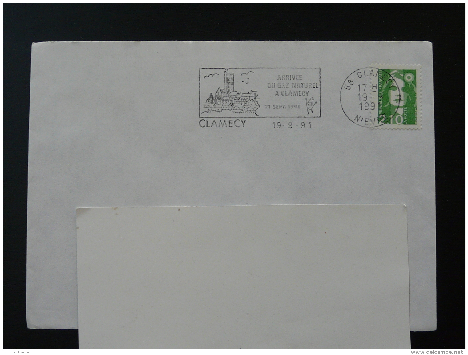 58 Nievre Clamecy Arrivée Du Gaz Naturel Cathedrale 1991 - Flamme Sur Lettre Postmark On Cover - Gaz