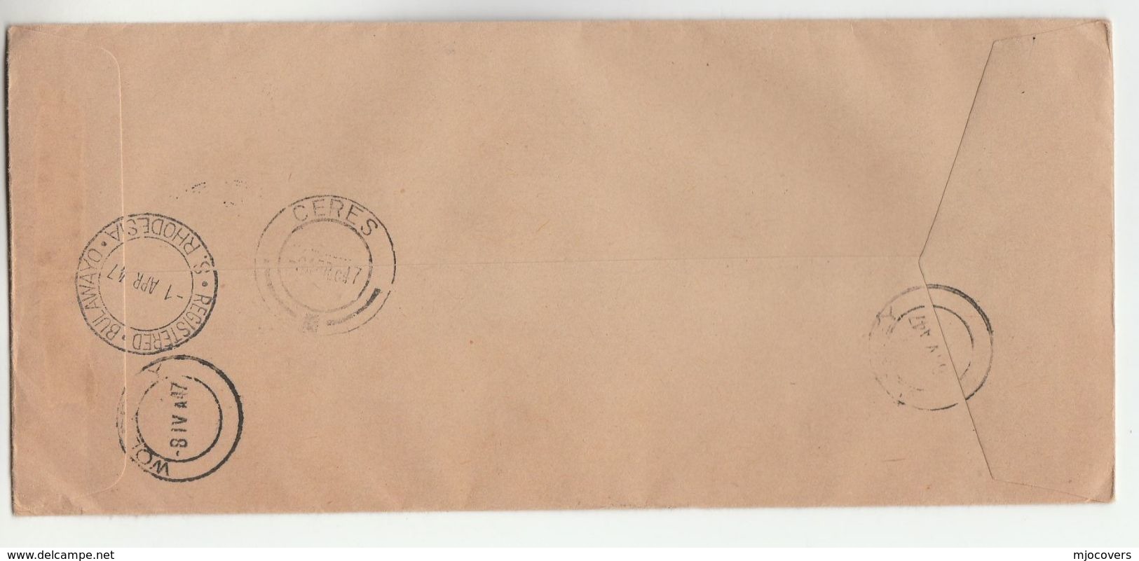 1947 REGISTERED Bulawayo To Ceres SOUTHERN  RHODESIA FDC Blocks Of 4 ROYAL VISIT Stamps Cover Royalty - Southern Rhodesia (...-1964)