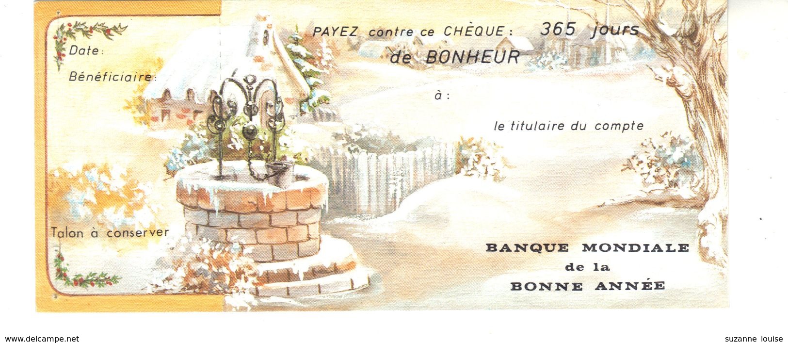 Banque Mondiale  De La Bonne Année  -  Chèque 365 Jours De Bonheur - Assegni & Assegni Di Viaggio