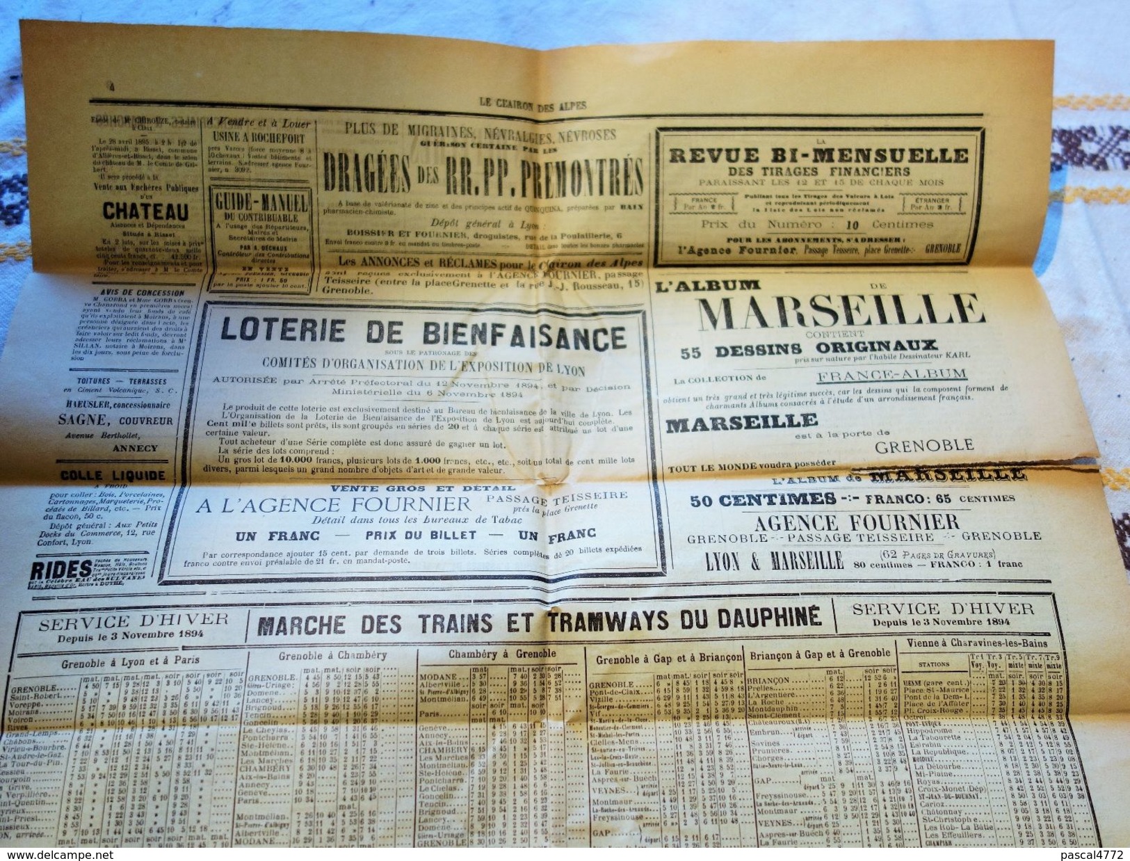 ANCIEN JOURNAL LE CLAIRON DES ALPES 1895 REDACTEUR  FREDYRIC BREYNAT GRENOBLE N° 91 - 1850 - 1899