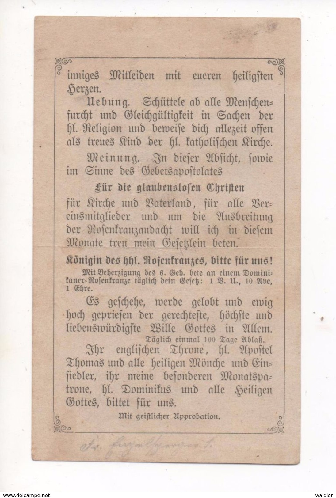 ROSENBLÄTTER Nr. 6 - MONATSZETTEL DES LEBENDIGEN ROSENKRANZES  ~ 1905 - Images Religieuses