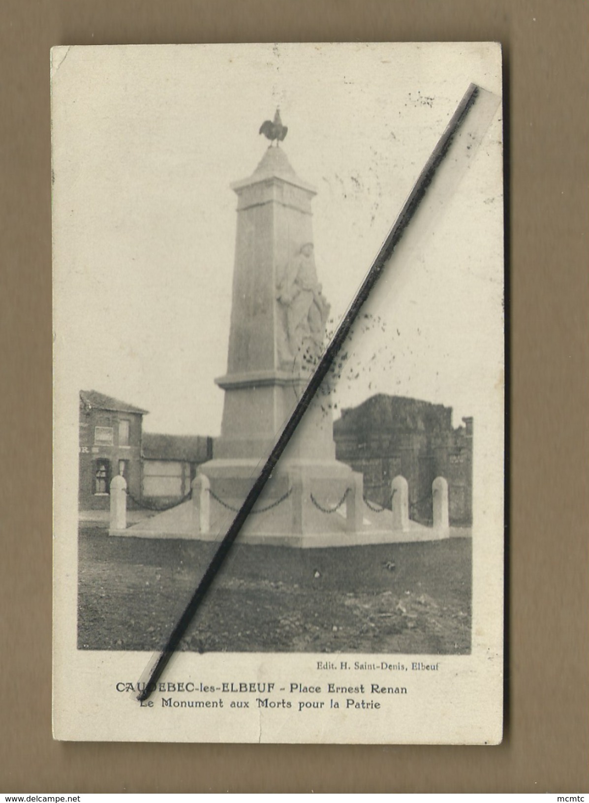 CPA Souple  -   Caudebec Les Elbeuf - Place Ernest Renan - Le Monument Aux Morts Pour La Patrie - Caudebec-lès-Elbeuf