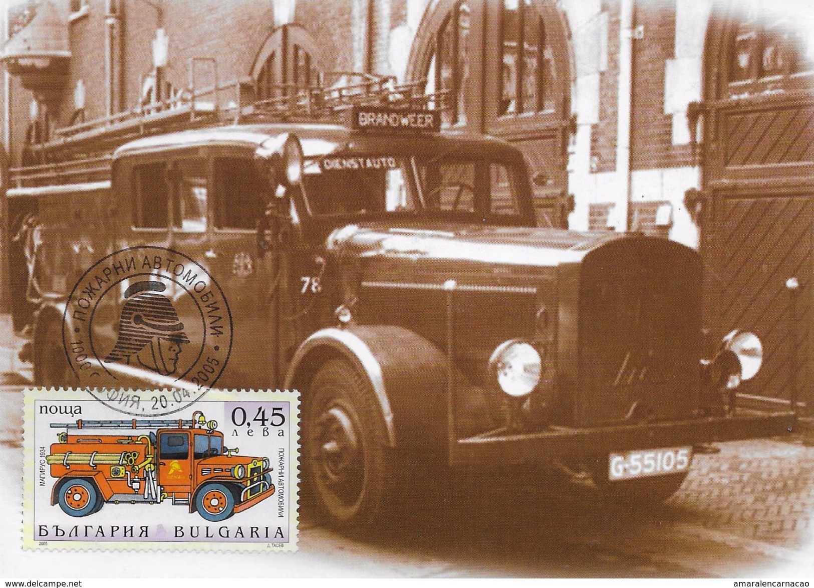 CARTE MAXIMUM - MAXICARD - MAXIMUMKARTE - MAXIMUM CARD - BULGARIE - CAMION DE POMPIER DE 1934 - Oblitérés