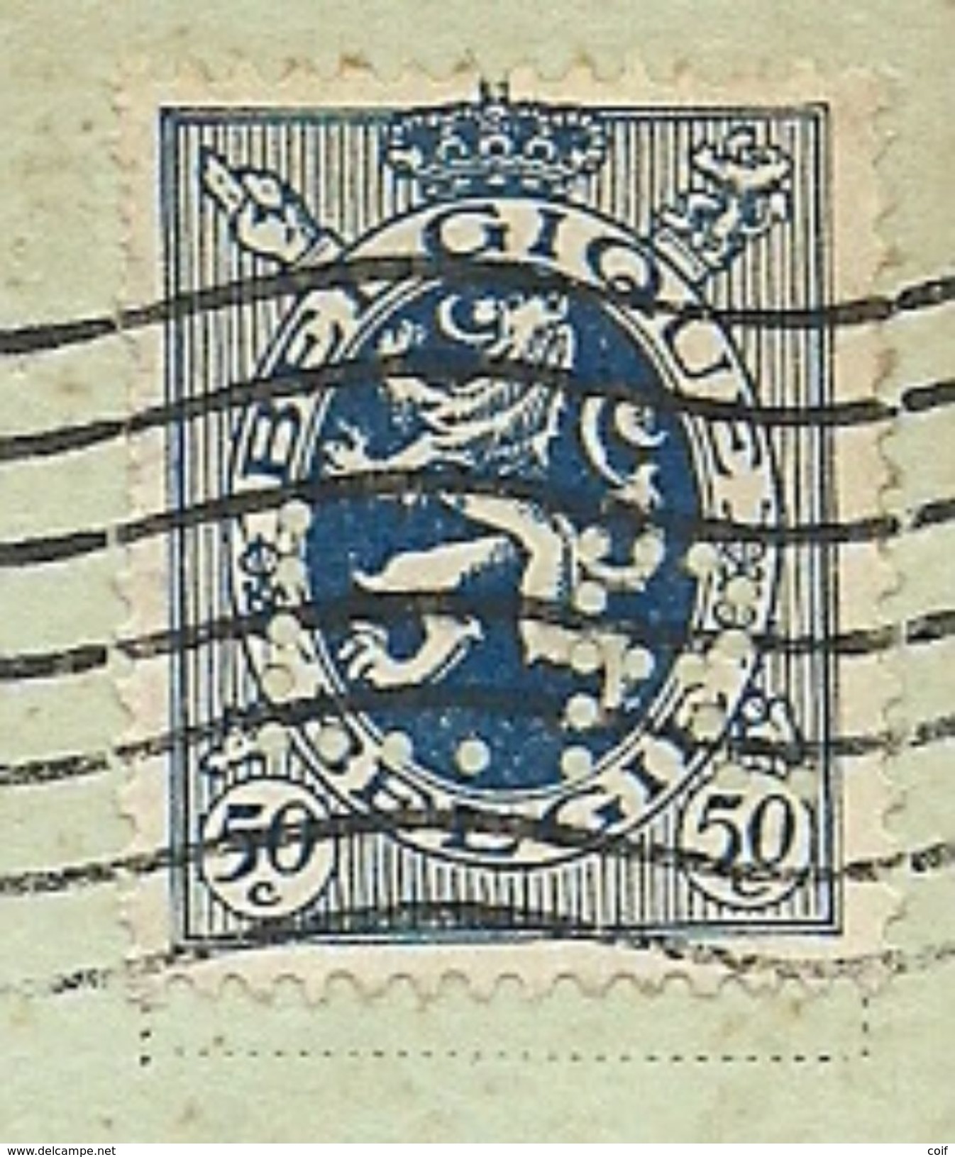 285 Op Kaart Met Stempel BRUXELLES , Met Firmaperforatie (perfin) " L.R." Van LOUIS REYNERS - 1909-34