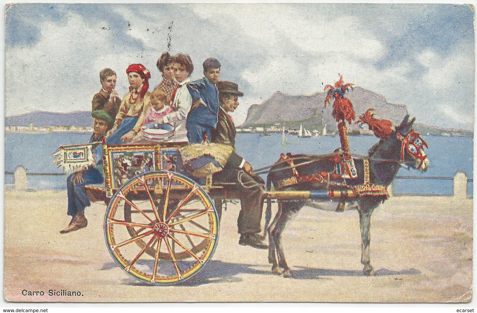 PALERMO - Carro Siciliano. Viaggiata 1911 Da Napoli Per La Svezia. Formato Piccolo - Palermo