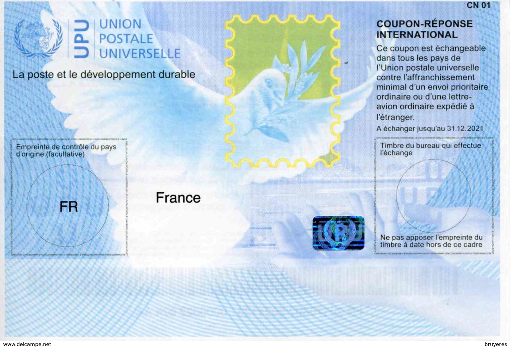 COUPON-REPONSE INTERNATIONAL (F) - CN 01 - Validité 31.12.2021 - Coupons-réponse