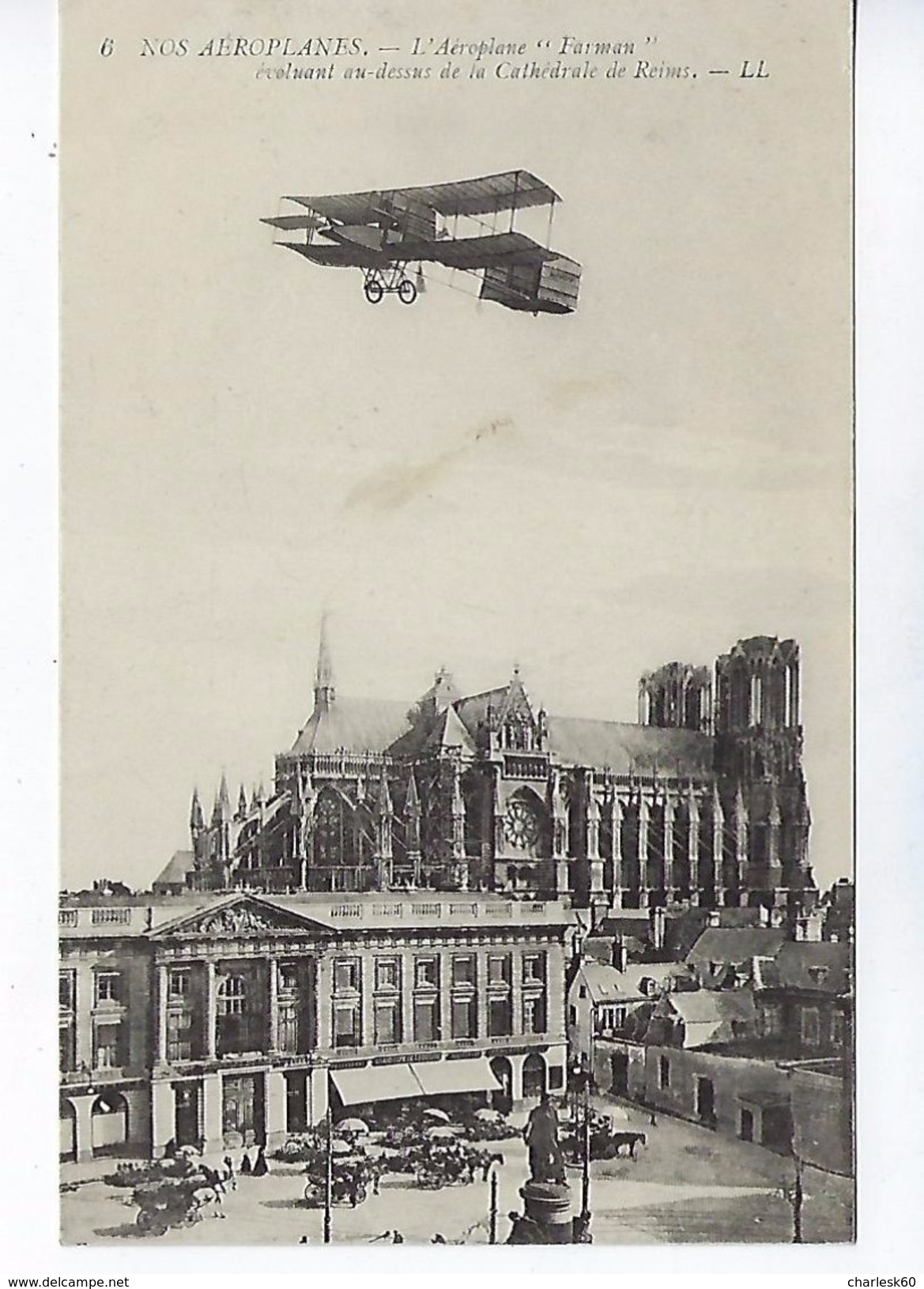 CPA Nos Aéroplanes L'aéroplane Farman Cathédrale De Reims Publicité Au Soulier D'Argent N° 6 LL. - ....-1914: Precursors