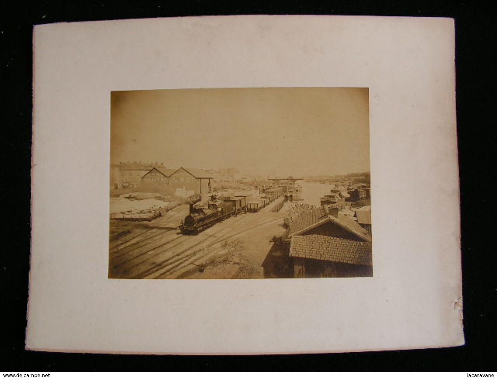 Photographie Photo Cpa 42 Loire Port De Roanne Train Gare Entrepots Montreuil Et Cie Peniches Grand Format 39cm X 28cm - Anciennes (Av. 1900)