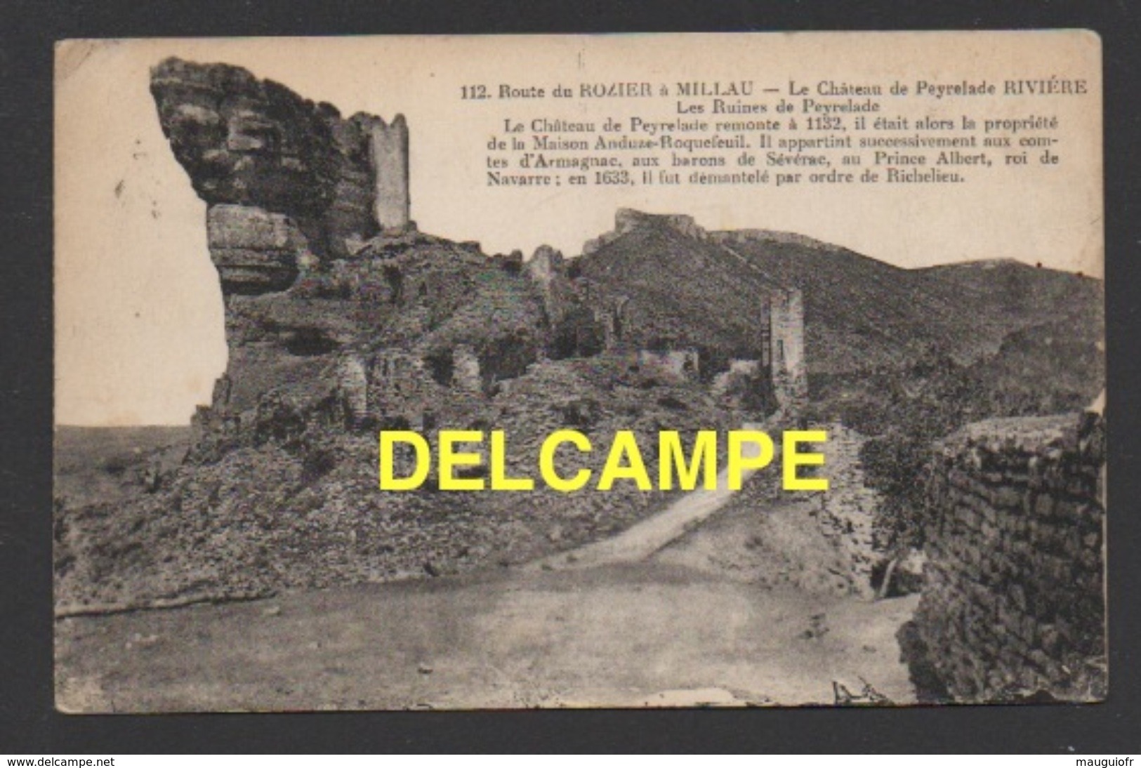 DF / 12 AVEYRON / RIVIÈRE-SUR-TARN / LES RUINES DU CHÂTEAU DE PEYRELADE / CIRCULÉE EN 1937 - Altri & Non Classificati