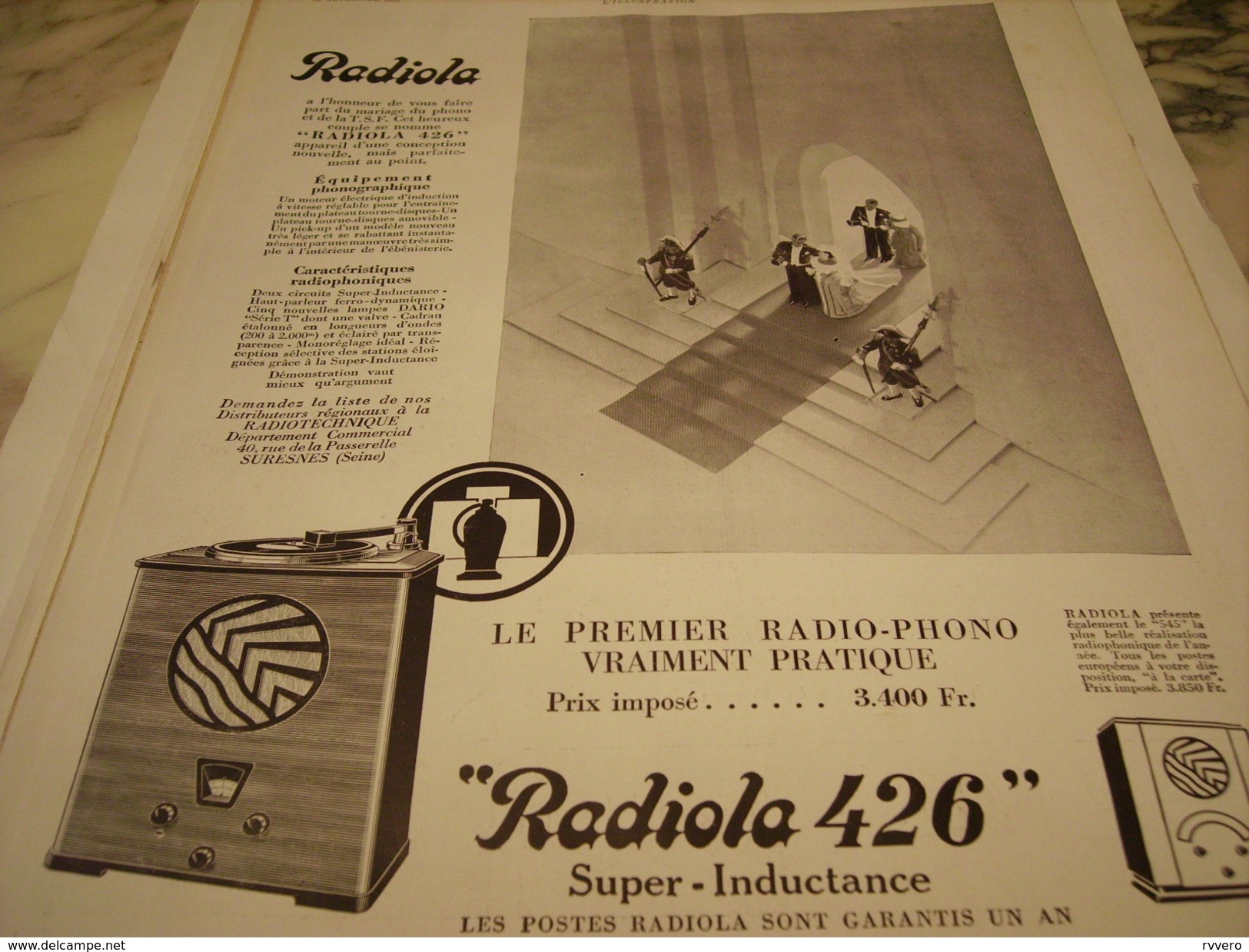 ANCIENNE PUBLICITE RADIO  RADIOLA 426 1932 - Autres & Non Classés