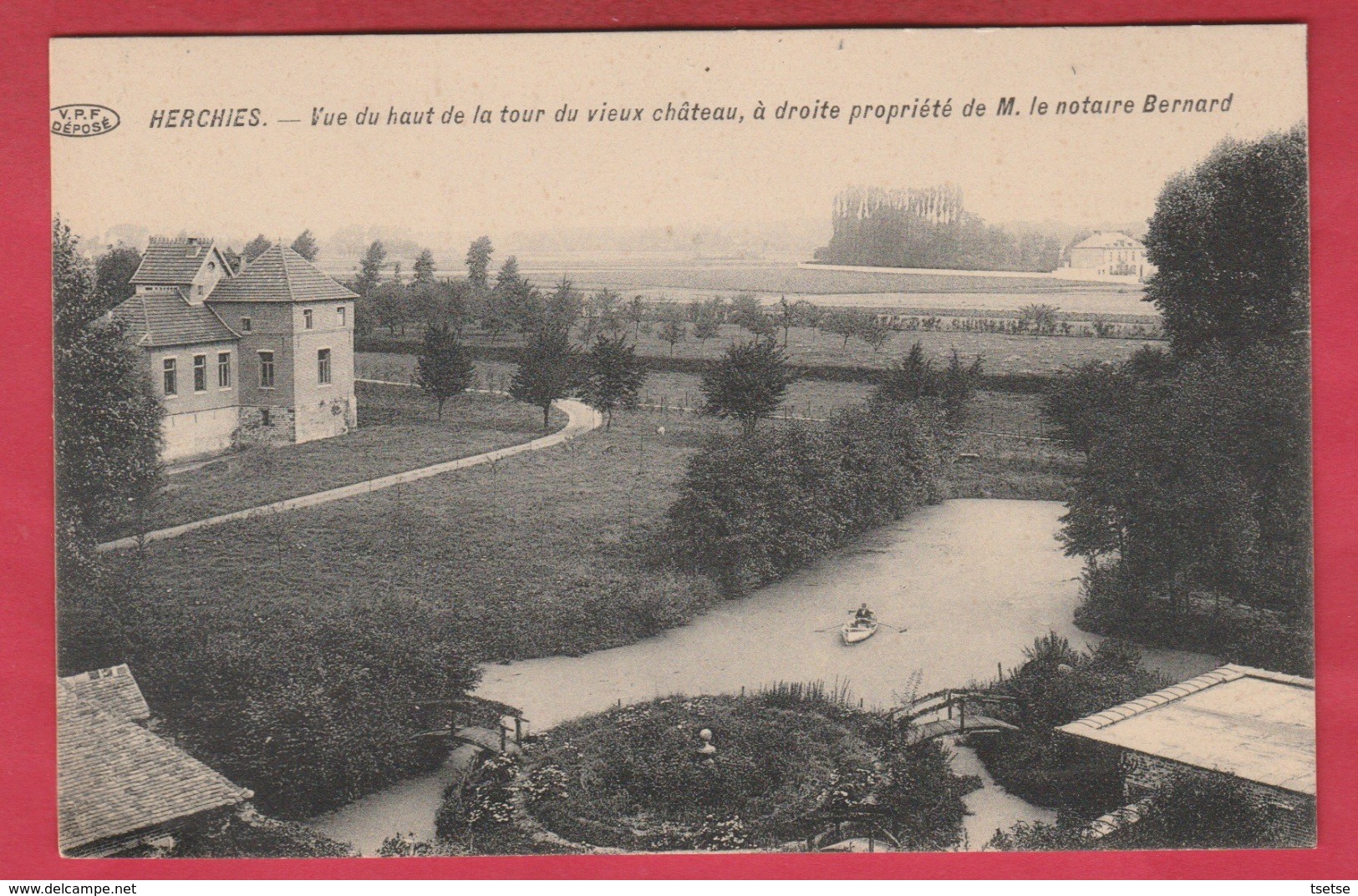 Herchies - Vue Du Haut De La Tour Du Vieux Château , à Droite Propriété De M. Le Notaire Bernard ( Voir Verso ) - Jurbise