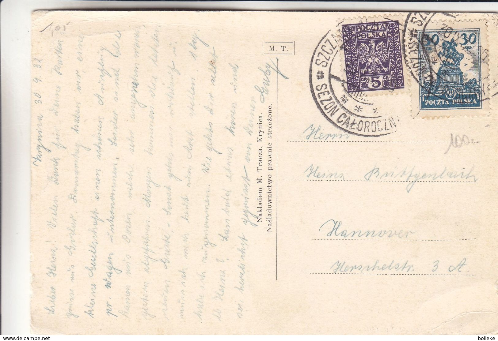 Pologne - Carte Postale De 1932 -exp Vers Hannover - Covers & Documents