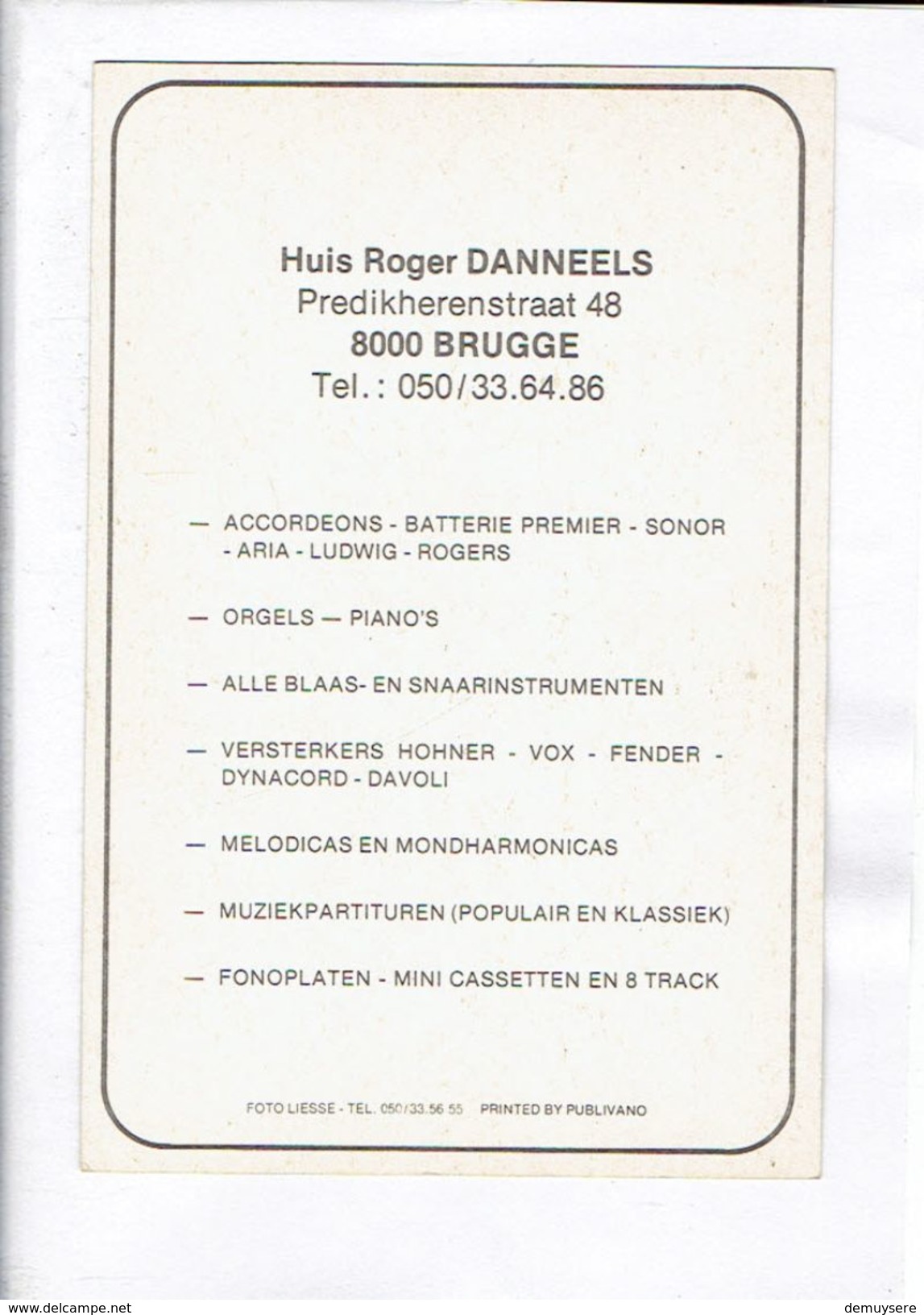 43683 - Huis Roger DANNEELS  BRUGGE - Miziekwinkel - Brugge