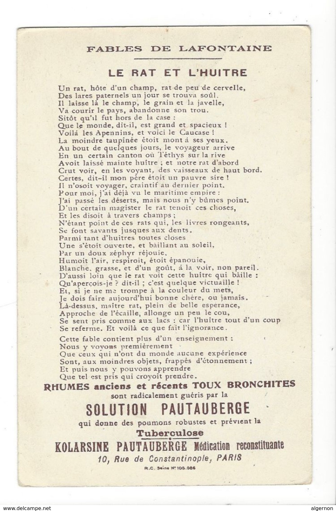 17881 -  Fables De La Fontaine Le Rat Et L'Huitre D'après Gustave Doré - Contemporain (à Partir De 1950)