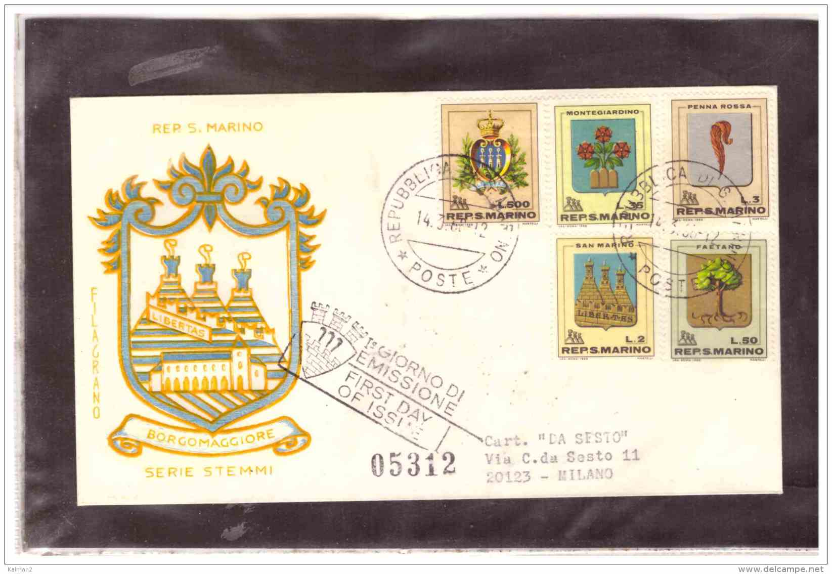 FDC4594   -   SAN MARINO   14.3.68   /   FDC   STEMMI - Francobolli