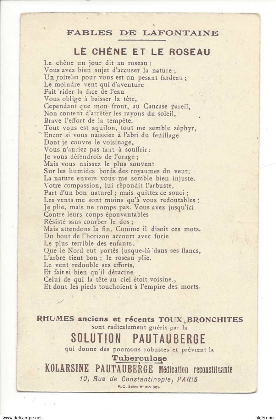 17882 -  Fables De La Fontaine Le Chêne Et Le Roseau D'après Gustave Doré - Contemporain (à Partir De 1950)