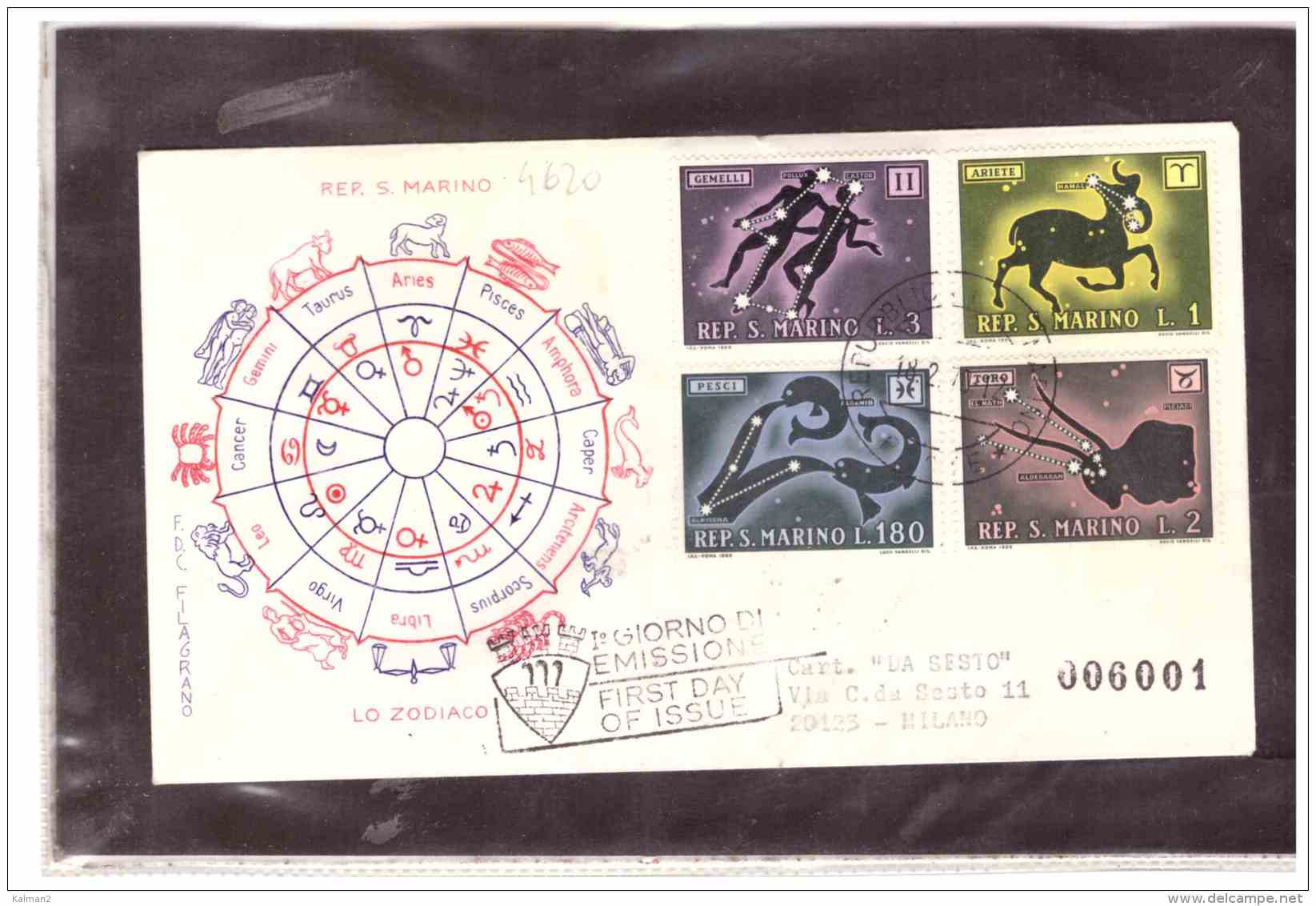 FDC4620   -   SAN MARINO   18.2.70   /   FDC   SEGNI DELLO ZODIACO - Astrologia