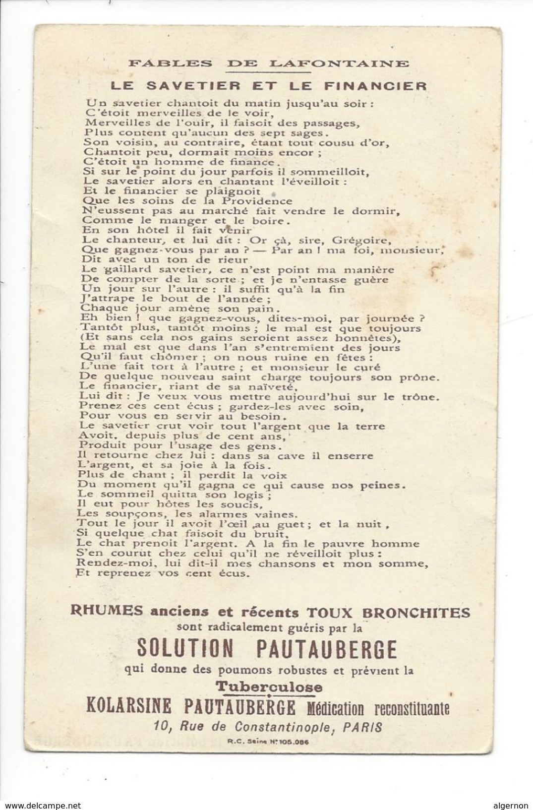 17886 -  Fables De La Fontaine Le Savetier Et Le Financier D'après Gustave Doré - Contemporary (from 1950)