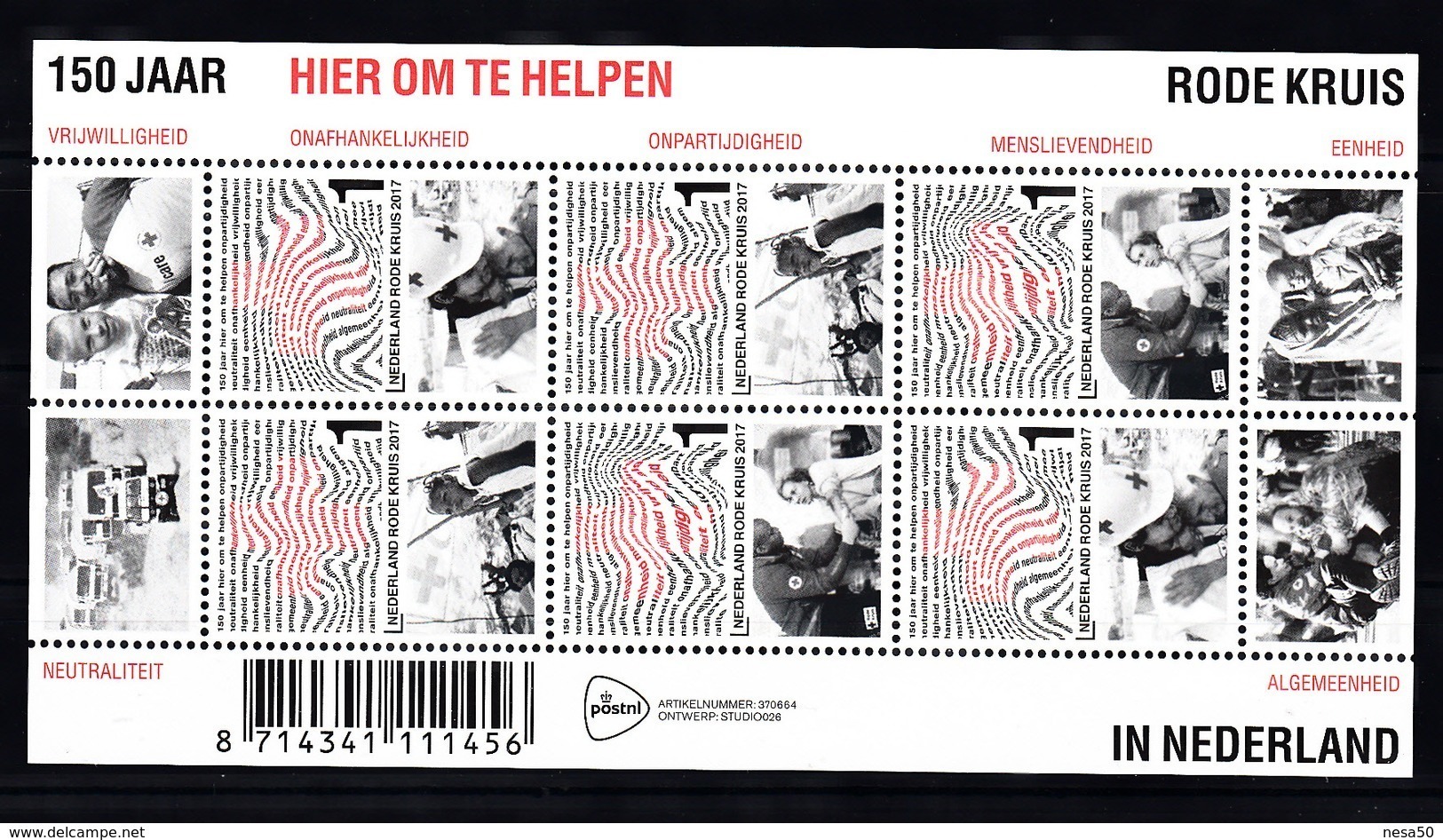 Nederland 2017 Nvph Blok 3539 ,Mi Nr 3602 - 3604 KB : 150 Jaar Rode Kruis, Red Cross - Neufs