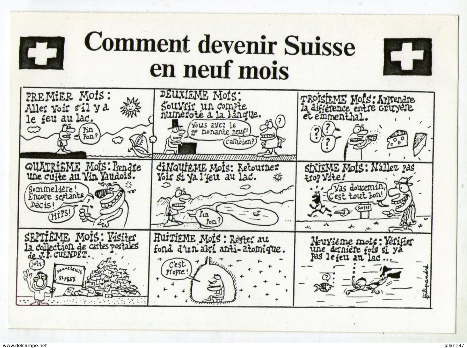 CPM    ILLUSTRATEUR   FILIPANDRE   HUMOUR     COMMENT DEVENIR SUISSE EN NEUF MOIS - Filipandre