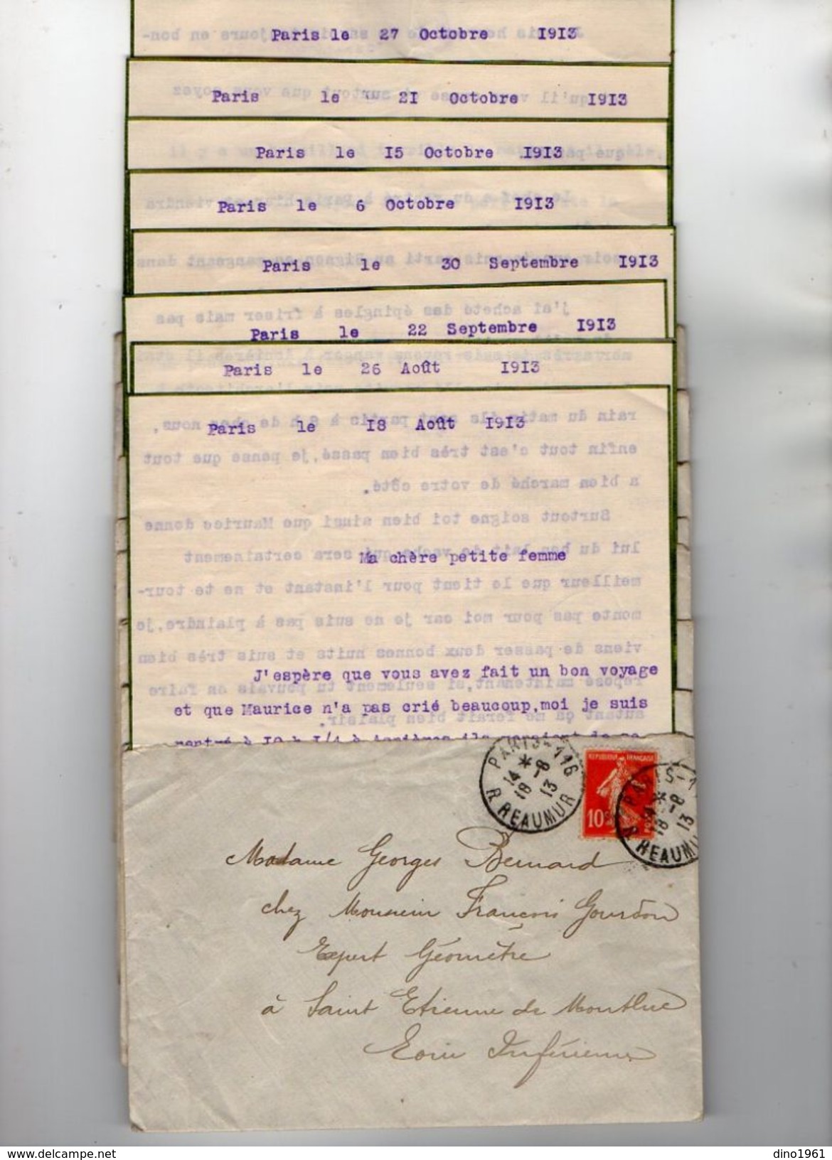 VP11.200 - 8 Lettres De Mr G. BERNARD à PARIS  - Récit - Collections