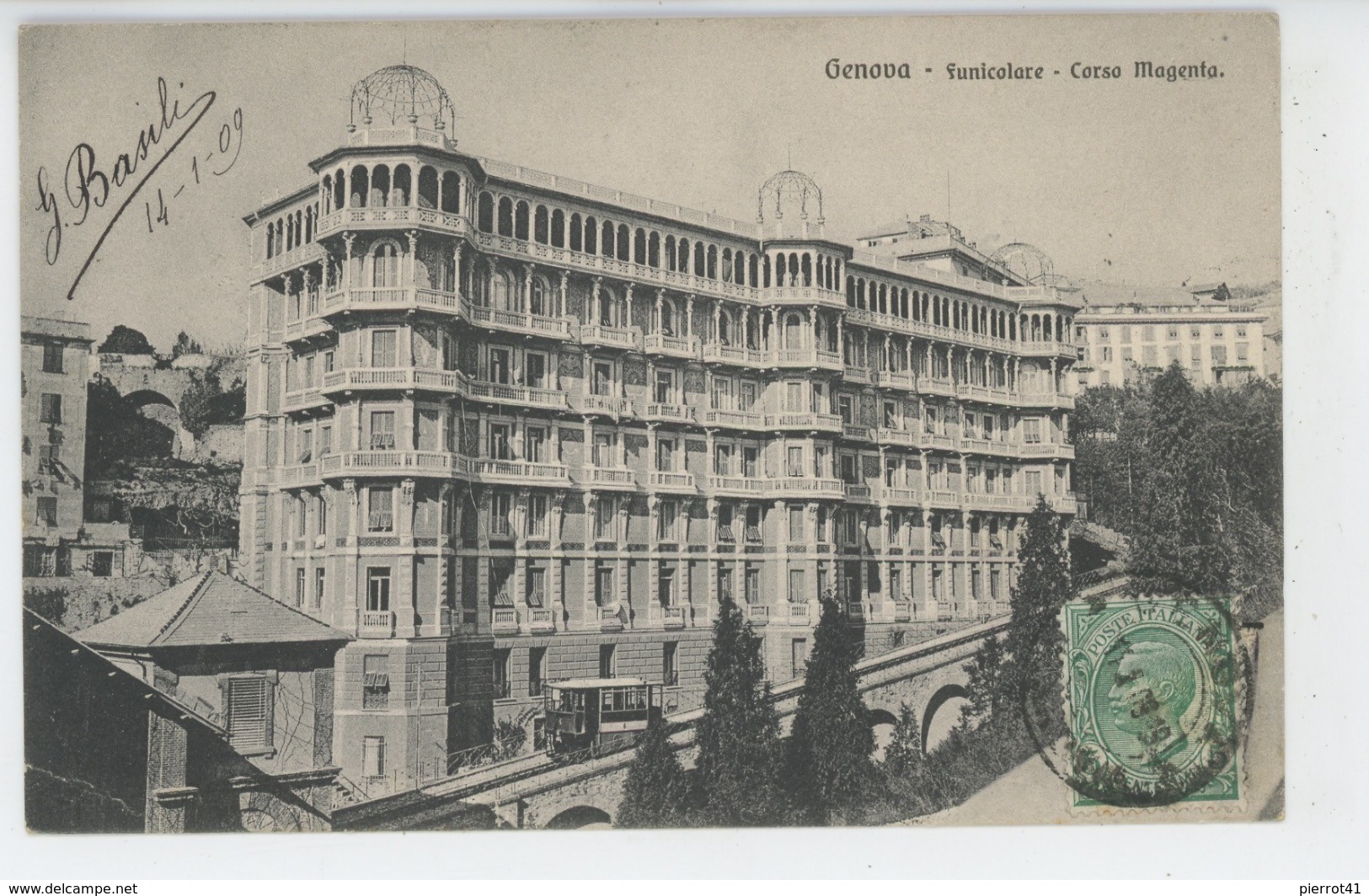 ITALIE - GENOVA - Funicolare - Corso Magenta - Cachet Au Dos De BASILI GUIDO , CARTO-PHILATELIQUE CLUB - GENOVA - Genova (Genua)