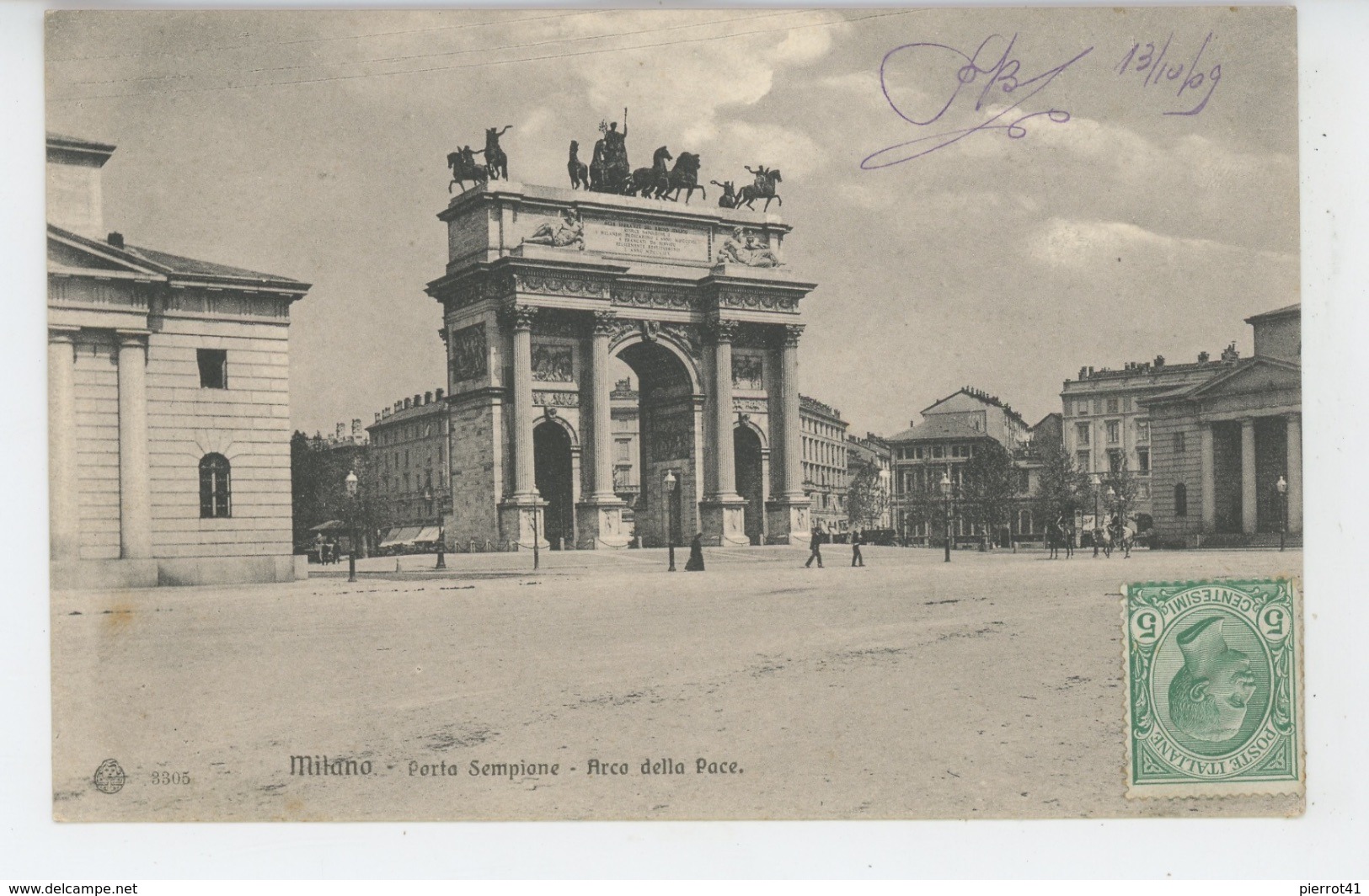 ITALIE - MILANO - Porta Sempione - Arco Della Pace - Cachet Au Dos De PEPIN BRUSA , CARTO-PHILATELIQUE CLUB - MILANO - Milano