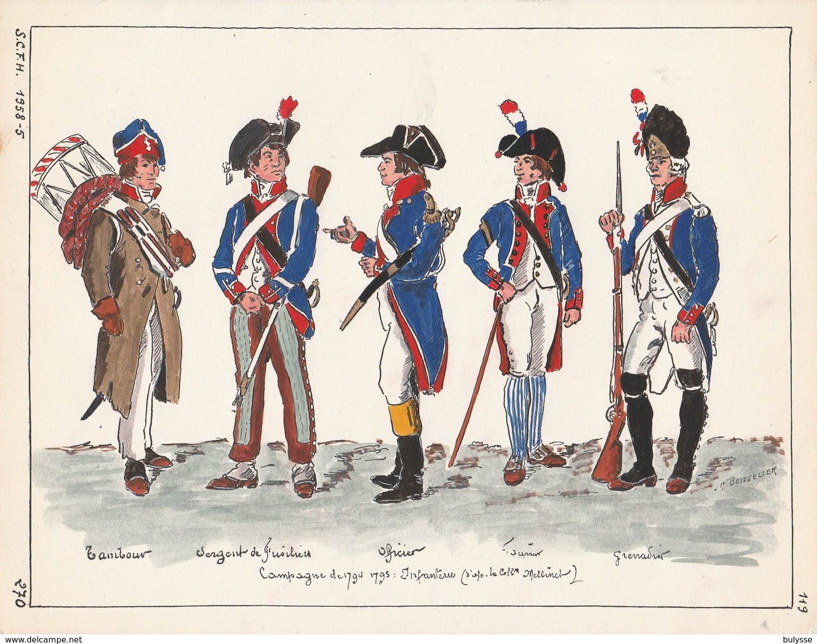 Planche Aquarellee Campagne De 1794 1795 - Uniformes