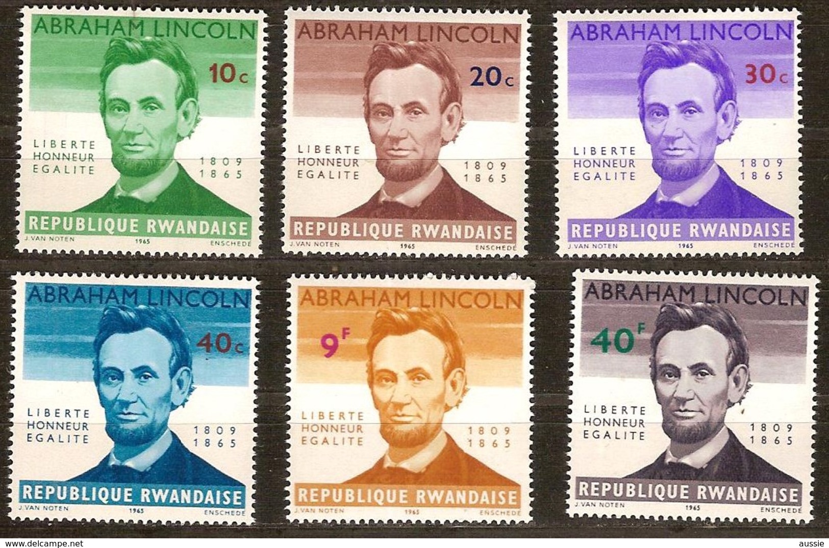 Rwanda 1965 OCBnr. 92-97 *** MNH Abraham Lincoln Cote 3,00 Euro - Neufs