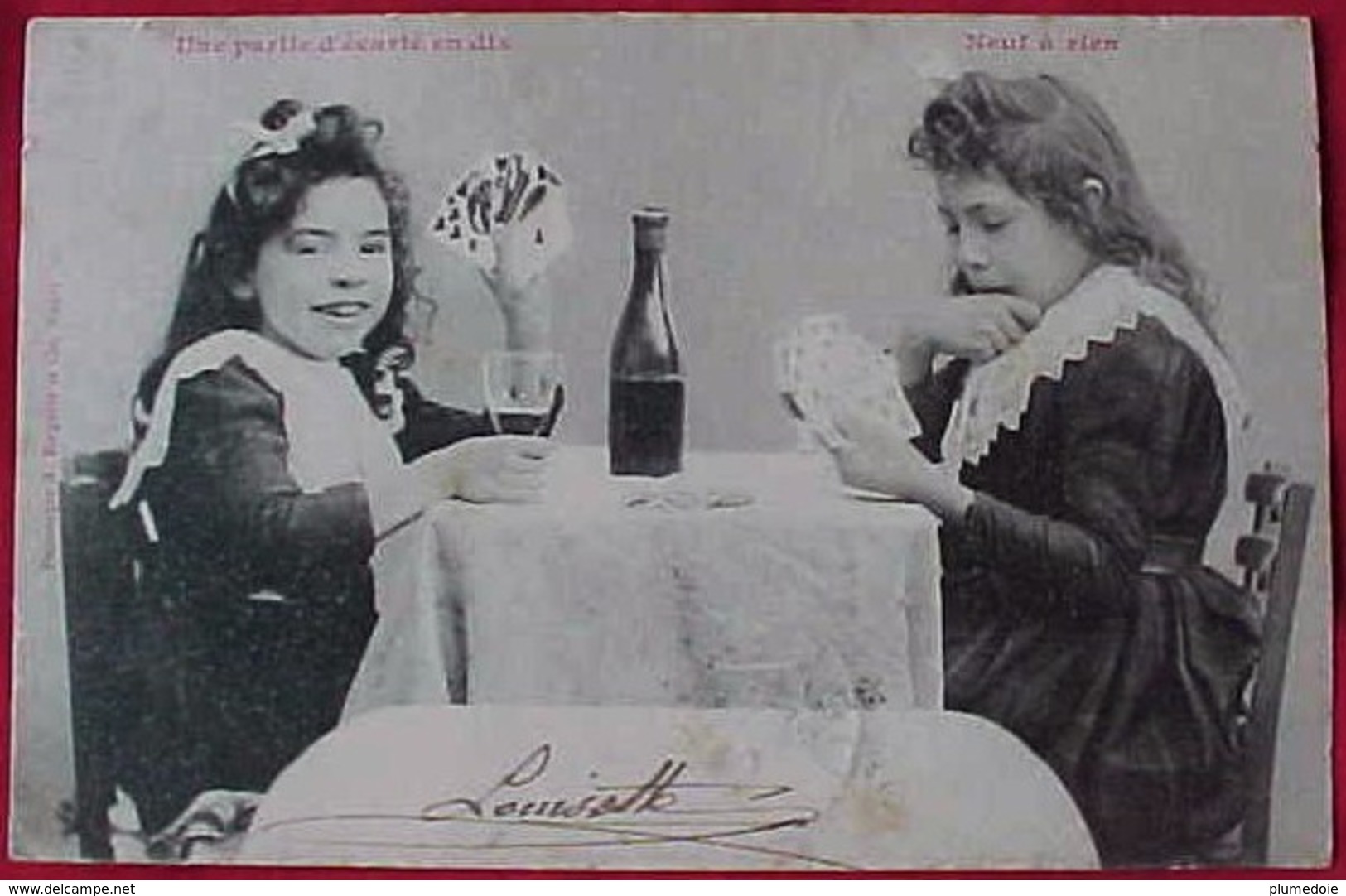 Cpa BERGERET , JEU DE CARTES , Partie D'écarté En Dix , Petites Filles , 1902  Girls Playing Cards - Spielkarten