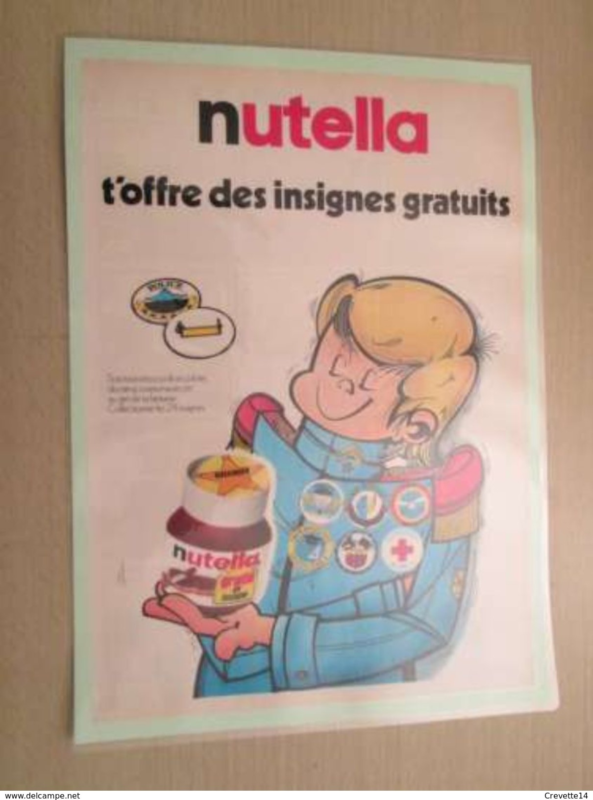 NUTELLA T'OFFRE DES INSIGNES GRATUITS AUTOCOLLANTS   -  Pour  Collectionneurs ... PUBLICITE  Page De Revue Des Années 7 - Nutella